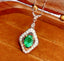 14K GOLD 0.7 CT VIVID GREEN NATURAL EMERALD & DIAMOND NECKLACE
