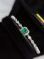 14K GOLD 0.90 CT VIVID GREEN NATURAL EMERALD & DIAMOND & SAPPHIRE BANGLE