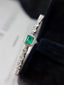 14K GOLD 0.90 CT VIVID GREEN NATURAL EMERALD & DIAMOND & SAPPHIRE BANGLE