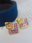 14K GOLD 2.50 CT NATURAL SAPPHIRE & DIAMOND EARRINGS