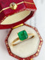 14K GOLD 1.15 CT VIVID GREEN NATURAL EMERALD & DIAMOND RING