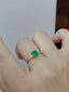 14K GOLD 1.15 CT VIVID GREEN NATURAL EMERALD & DIAMOND RING