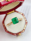 14K GOLD 1.15 CT VIVID GREEN NATURAL EMERALD & DIAMOND RING