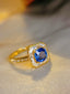 14K GOLD 1.00 CT NATURAL SAPPHIRE & SAPPHIRE RING