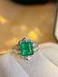 14K GOLD 2.90 CT VIVID GREEN NATURAL EMERALD & DIAMOND RING
