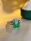 14K GOLD 2.90 CT VIVID GREEN NATURAL EMERALD & DIAMOND RING