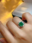 14K GOLD 2.90 CT VIVID GREEN NATURAL EMERALD & DIAMOND RING