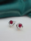 14K GOLD 0.60 CT NATURAL RUBY & DIAMOND EARRINGS