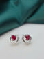 14K GOLD 0.60 CT NATURAL RUBY & DIAMOND EARRINGS