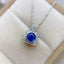 14K GOLD 1.00 CT NATURAL SAPPHIRE & DIAMOND & SAPPHIRE NECKLACE