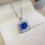 14K GOLD 1.00 CT NATURAL SAPPHIRE & DIAMOND & SAPPHIRE NECKLACE