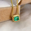 14K GOLD 1.00 CT VIVID GREEN NATURAL EMERALD & DIAMOND NECKLACE