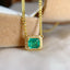 14K GOLD 1.00 CT VIVID GREEN NATURAL EMERALD & DIAMOND NECKLACE