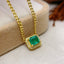 14K GOLD 1.00 CT VIVID GREEN NATURAL EMERALD & DIAMOND NECKLACE