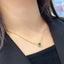 14K GOLD 1.00 CT VIVID GREEN NATURAL EMERALD & DIAMOND NECKLACE