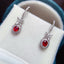 14K GOLD 1.00 CT VIVID RED NATURAL RUBY & DIAMOND & SAPPHIRE EARRINGS