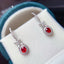 14K GOLD 1.00 CT VIVID RED NATURAL RUBY & DIAMOND & SAPPHIRE EARRINGS
