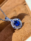 14K GOLD 0.55 CT NATURAL SAPPHIRE & DIAMOND PENDANT( WITHOUT CHAIN )