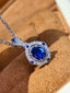 14K GOLD 0.55 CT NATURAL SAPPHIRE & DIAMOND PENDANT( WITHOUT CHAIN )