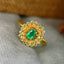 14K GOLD 0.45 CT VIVID GREEN NATURAL EMERALD & DIAMOND RING