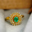 14K GOLD 0.45 CT VIVID GREEN NATURAL EMERALD & DIAMOND RING