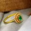 14K GOLD 0.45 CT VIVID GREEN NATURAL EMERALD & DIAMOND RING