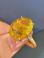 14K GOLD 12 CT NATURAL CITRINE & DIAMOND RING