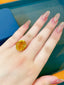 14K GOLD 12 CT NATURAL CITRINE & DIAMOND RING
