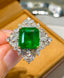14K GOLD 2.89 CT VIVID GREEN NATURAL EMERALD & DIAMOND RING