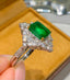 14K GOLD 2.89 CT VIVID GREEN NATURAL EMERALD & DIAMOND RING