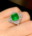 14K GOLD 2.89 CT VIVID GREEN NATURAL EMERALD & DIAMOND RING