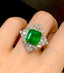 14K GOLD 2.89 CT VIVID GREEN NATURAL EMERALD & DIAMOND RING