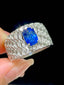14K GOLD 2 CT NATURAL SAPPHIRE & DIAMOND RING