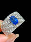 14K GOLD 2 CT NATURAL SAPPHIRE & DIAMOND RING