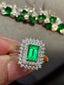 14K GOLD 1.1 CT VIVID GREEN NATURAL EMERALD & DIAMOND RING