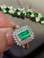 14K GOLD 1.1 CT VIVID GREEN NATURAL EMERALD & DIAMOND RING