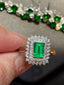 14K GOLD 1.1 CT VIVID GREEN NATURAL EMERALD & DIAMOND RING