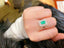 14K GOLD 1.1 CT VIVID GREEN NATURAL EMERALD & DIAMOND RING