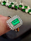 14K GOLD 1.1 CT VIVID GREEN NATURAL EMERALD & DIAMOND RING
