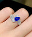 14K GOLD 1 CT VIVID BLUE NATURAL SAPPHIRE & DIAMOND RING