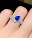14K GOLD 1 CT VIVID BLUE NATURAL SAPPHIRE & DIAMOND RING