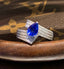 14K GOLD 1 CT VIVID BLUE NATURAL SAPPHIRE & DIAMOND RING