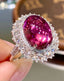14K GOLD 6.15 CT NATURAL TOURMALINE & DIAMOND & SAPPHIRE RING