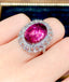 14K GOLD 6.15 CT NATURAL TOURMALINE & DIAMOND & SAPPHIRE RING