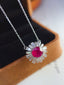 14K GOLD 1.60 CT NATURAL RUBY & SAPPHIRE NECKLACE