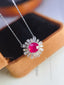 14K GOLD 1.60 CT NATURAL RUBY & SAPPHIRE NECKLACE