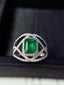 14K GOLD 1.60 CT VIVID GREEN NATURAL EMERALD & DIAMOND RING