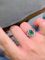 14K GOLD 1.60 CT VIVID GREEN NATURAL EMERALD & DIAMOND RING