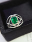 14K GOLD 1.60 CT VIVID GREEN NATURAL EMERALD & DIAMOND RING
