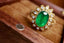 14K GOLD 1.07 CT VIVID GREEN NATURAL EMERALD & DIAMOND RING